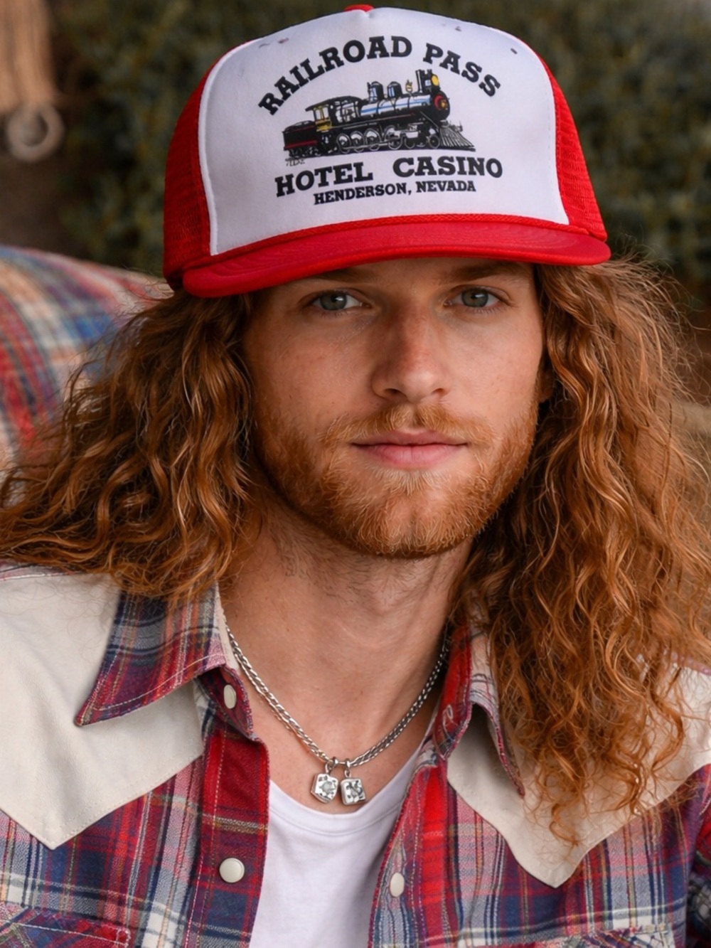 Vintage Railroad Pass Hotel Casino Red Trucker Hat